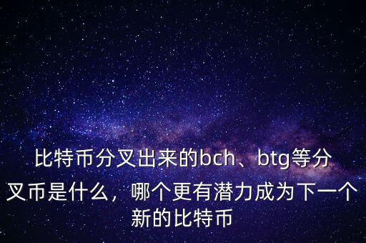 比特幣分叉出來的bch、btg等分叉幣是什么，哪個更有潛力成為下一個新的比特幣