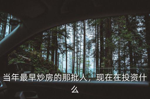 當(dāng)年最早炒房的那批人，現(xiàn)在在投資什么