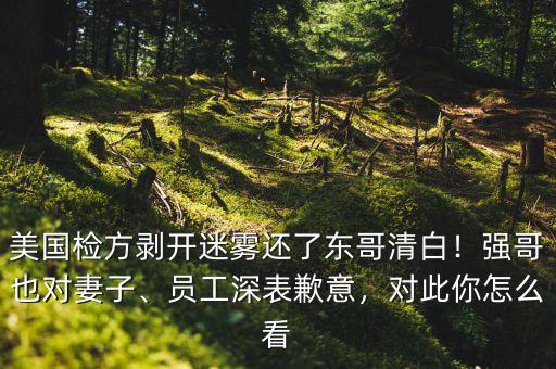 美國(guó)檢方剝開(kāi)迷霧還了東哥清白！強(qiáng)哥也對(duì)妻子、員工深表歉意，對(duì)此你怎么看
