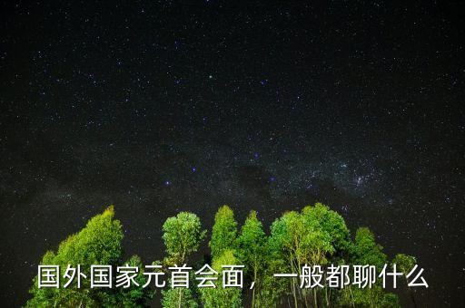 國(guó)外國(guó)家元首會(huì)面，一般都聊什么