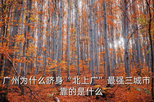 廣州為什么躋身“北上廣”最強(qiáng)三城市，靠的是什么