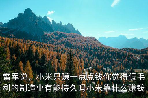 雷軍說(shuō)，小米只賺一點(diǎn)點(diǎn)錢(qián)你覺(jué)得低毛利的制造業(yè)有能持久嗎小米靠什么賺錢(qián)