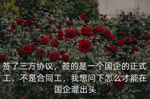 簽了三方協(xié)議，簽的是一個(gè)國(guó)企的正式工，不是合同工，我想問(wèn)下怎么才能在國(guó)企混出頭