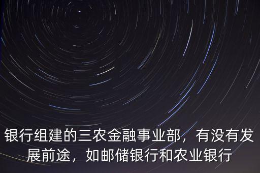 銀行組建的三農金融事業(yè)部，有沒有發(fā)展前途，如郵儲銀行和農業(yè)銀行