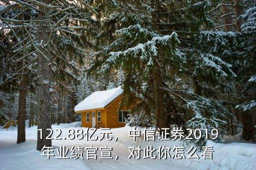 122.88億元，中信證券2019年業(yè)績官宣，對此你怎么看