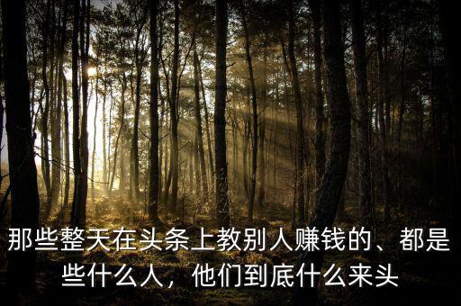那些整天在頭條上教別人賺錢的、都是些什么人，他們到底什么來頭