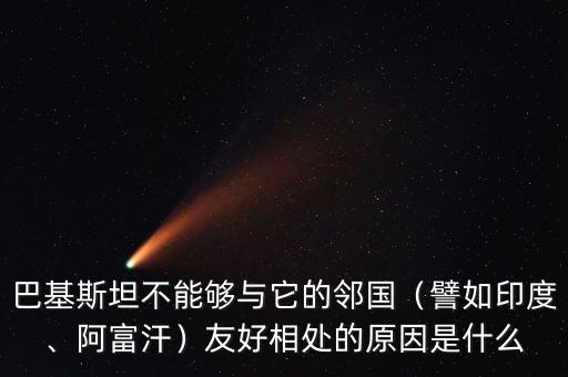 巴基斯坦不能夠與它的鄰國（譬如印度、阿富汗）友好相處的原因是什么