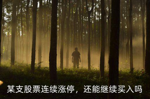 某支股票連續(xù)漲停，還能繼續(xù)買入嗎
