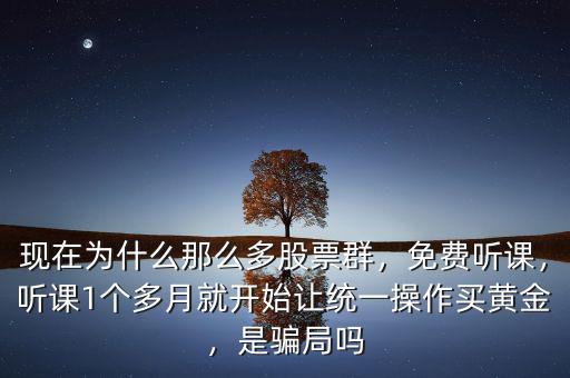 現(xiàn)在為什么那么多股票群，免費(fèi)聽課，聽課1個多月就開始讓統(tǒng)一操作買黃金，是騙局嗎