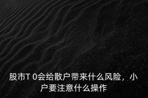 股市T 0會(huì)給散戶帶來什么風(fēng)險(xiǎn)，小戶要注意什么操作