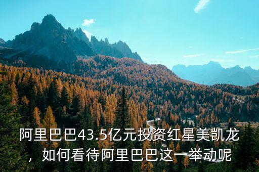 阿里巴巴43.5億元投資紅星美凱龍，如何看待阿里巴巴這一舉動呢