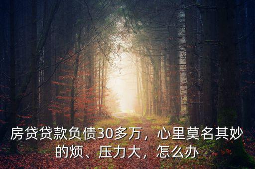 房貸貸款負(fù)債30多萬，心里莫名其妙的煩、壓力大，怎么辦