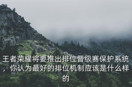 王者榮耀將要推出排位晉級賽保護系統(tǒng)，你認為最好的排位機制應該是什么樣的