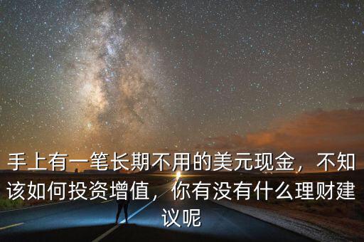 手上有一筆長期不用的美元現(xiàn)金，不知該如何投資增值，你有沒有什么理財建議呢