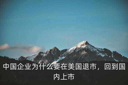 中國企業(yè)為什么要在美國退市，回到國內(nèi)上市