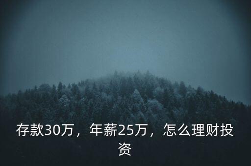存款30萬(wàn)，年薪25萬(wàn)，怎么理財(cái)投資