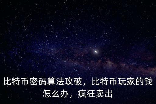 比特幣密碼算法攻破，比特幣玩家的錢怎么辦，瘋狂賣出