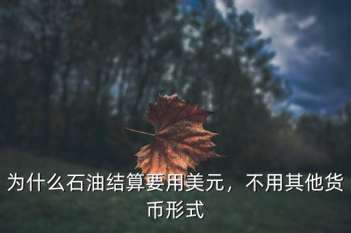 為什么石油結(jié)算要用美元，不用其他貨幣形式