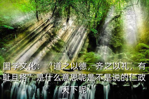 國學文化：“道之以德，齊之以禮，有恥且格”是什么意思呢是不是說的仁政天下呢
