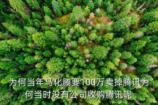 為何當(dāng)年馬化騰要100萬(wàn)賣掉騰訊為何當(dāng)時(shí)沒有公司收購(gòu)騰訊呢