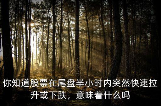 你知道股票在尾盤半小時內突然快速拉升或下跌，意味著什么嗎