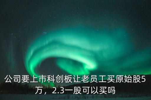 公司要上市科創(chuàng)板讓老員工買原始股5萬，2.3一股可以買嗎