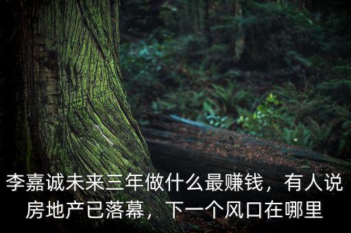 李嘉誠未來三年做什么最賺錢，有人說房地產(chǎn)已落幕，下一個風(fēng)口在哪里