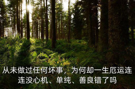 從未做過任何壞事，為何卻一生厄運連連沒心機、單純、善良錯了嗎