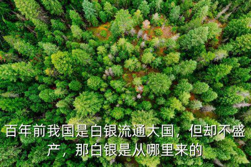 百年前我國是白銀流通大國，但卻不盛產(chǎn)，那白銀是從哪里來的