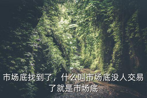 市場(chǎng)底找到了，什么叫市場(chǎng)底沒人交易了就是市場(chǎng)底