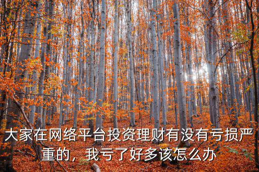 大家在網(wǎng)絡(luò)平臺(tái)投資理財(cái)有沒有虧損嚴(yán)重的，我虧了好多該怎么辦