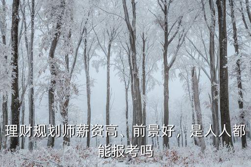 理財(cái)規(guī)劃師薪資高、前景好，是人人都能報(bào)考嗎