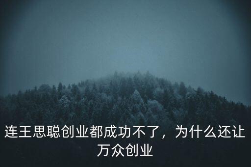 連王思聰創(chuàng)業(yè)都成功不了，為什么還讓萬(wàn)眾創(chuàng)業(yè)