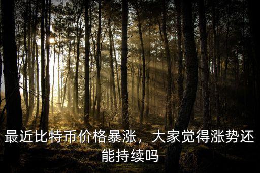 最近比特幣價格暴漲，大家覺得漲勢還能持續(xù)嗎