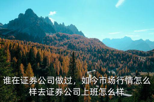 誰在證券公司做過，如今市場行情怎么樣去證券公司上班怎么樣