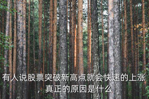 有人說股票突破新高點(diǎn)就會(huì)快速的上漲，真正的原因是什么