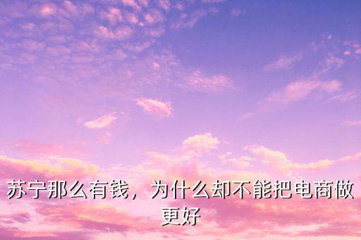 蘇寧那么有錢，為什么卻不能把電商做更好