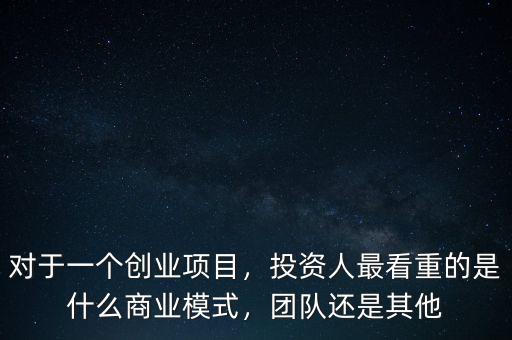 對于一個(gè)創(chuàng)業(yè)項(xiàng)目，投資人最看重的是什么商業(yè)模式，團(tuán)隊(duì)還是其他