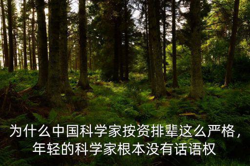 為什么中國科學(xué)家按資排輩這么嚴(yán)格，年輕的科學(xué)家根本沒有話語權(quán)