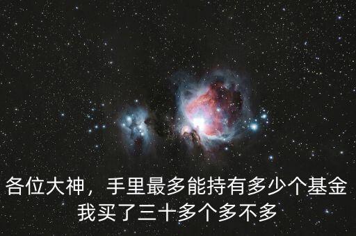 各位大神，手里最多能持有多少個(gè)基金我買了三十多個(gè)多不多