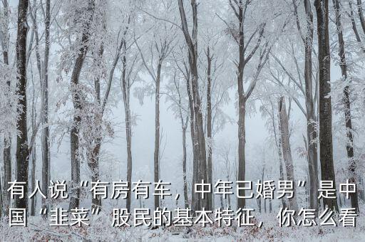 有人說“有房有車，中年已婚男”是中國“韭菜”股民的基本特征，你怎么看