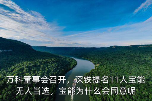 萬科董事會(huì)召開，深鐵提名11人寶能無人當(dāng)選，寶能為什么會(huì)同意呢
