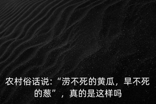 農(nóng)村俗話說:“澇不死的黃瓜，旱不死的蔥”，真的是這樣嗎