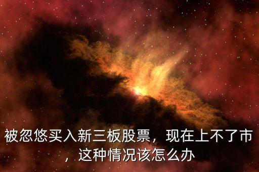 被忽悠買(mǎi)入新三板股票，現(xiàn)在上不了市，這種情況該怎么辦