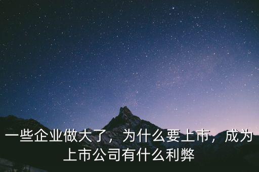 一些企業(yè)做大了，為什么要上市，成為上市公司有什么利弊
