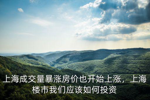 上海成交量暴漲房價也開始上漲，上海樓市我們應(yīng)該如何投資