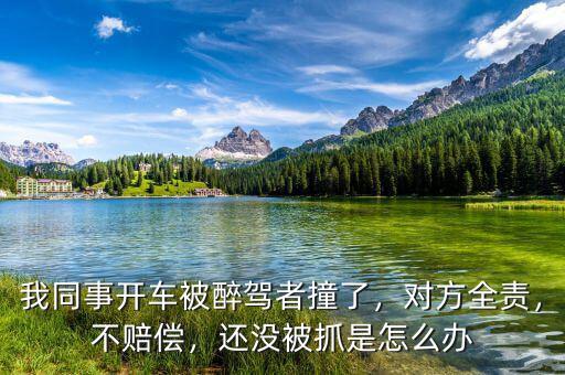 我同事開車被醉駕者撞了，對方全責，不賠償，還沒被抓是怎么辦