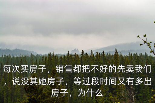 每次買房子，銷售都把不好的先賣我們，說沒其她房子，等過段時間又有多出房子，為什么