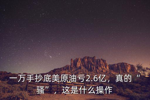 一萬(wàn)手抄底美原油虧2.6億，真的“騷”，這是什么操作