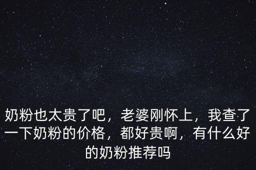 奶粉也太貴了吧，老婆剛懷上，我查了一下奶粉的價格，都好貴啊，有什么好的奶粉推薦嗎
